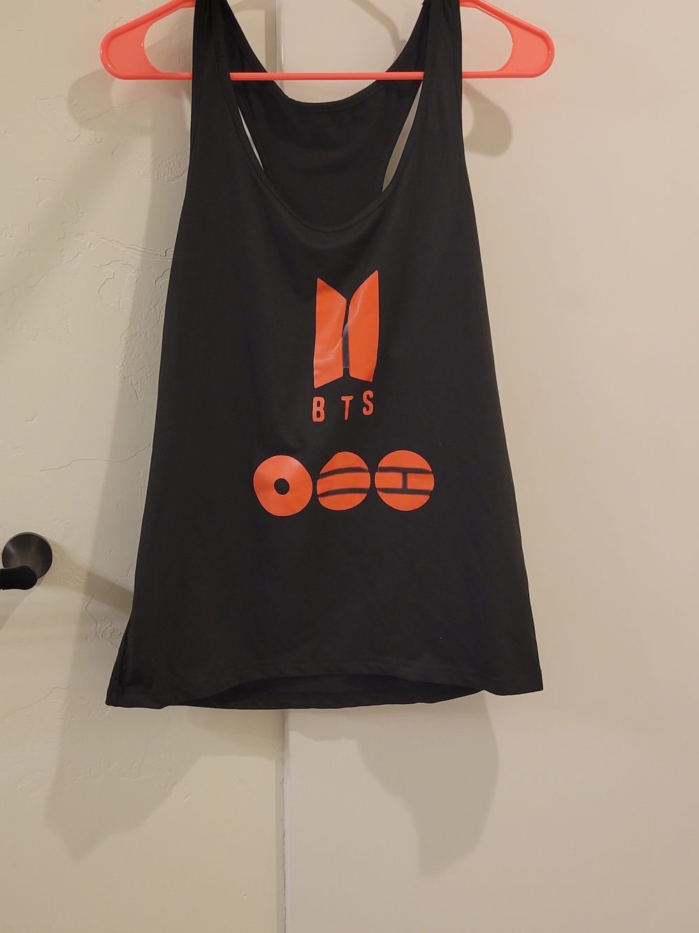 BTS Black Tank Top with Orange Graphic